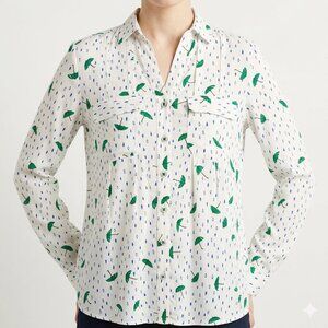 Anthropologie Maeve Umbrella & Raindrop Print Blouse Size 0